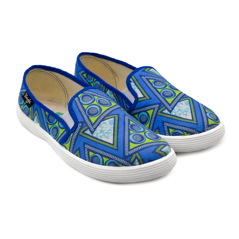 Afro Chic Canvas Shoes - Blue Triangle - Pure Nurslings