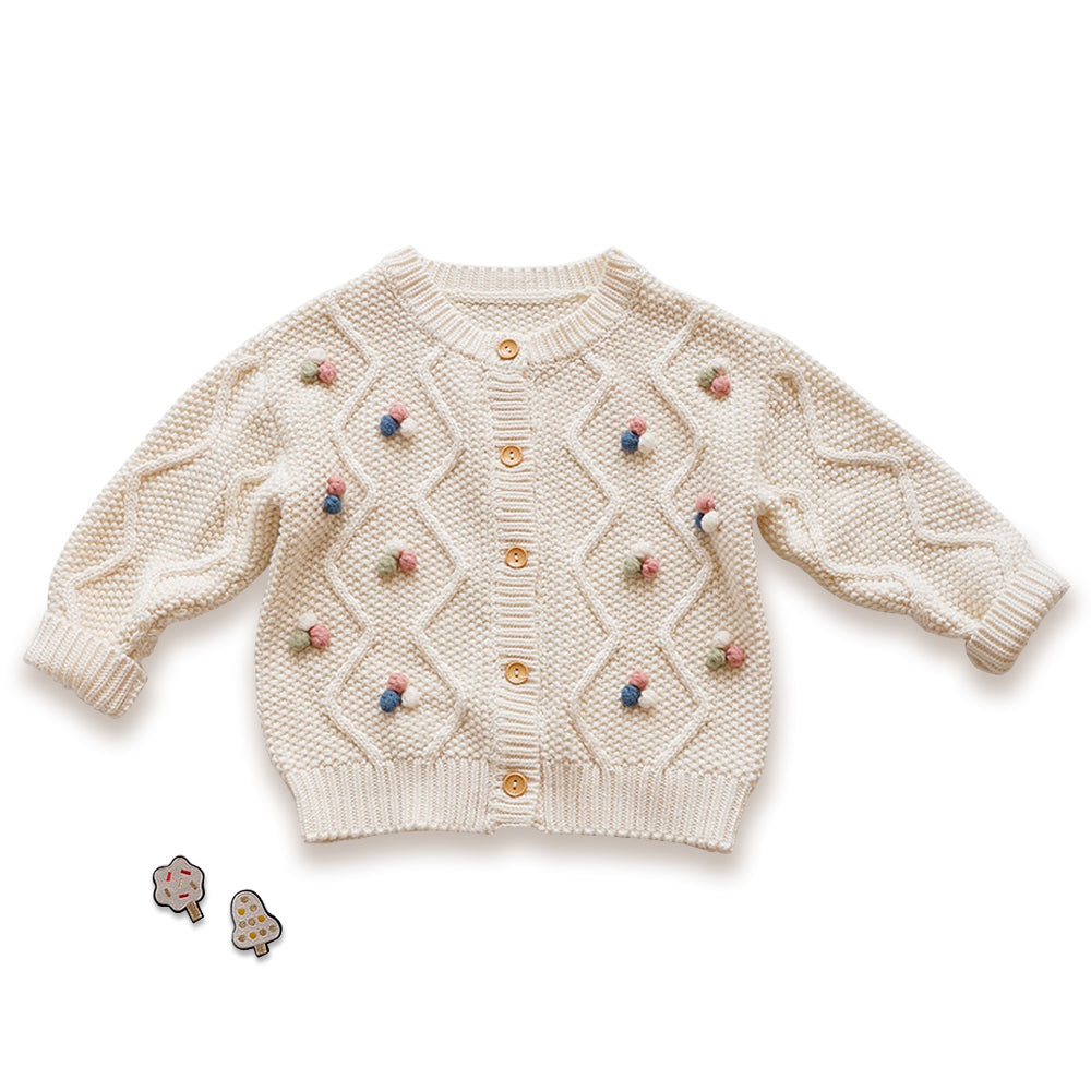 Pure Nurslings Cotton Baby Girl Sweater - The Softest, Cozyest, and Most Sustainable - colorful love - Pure Nurslings