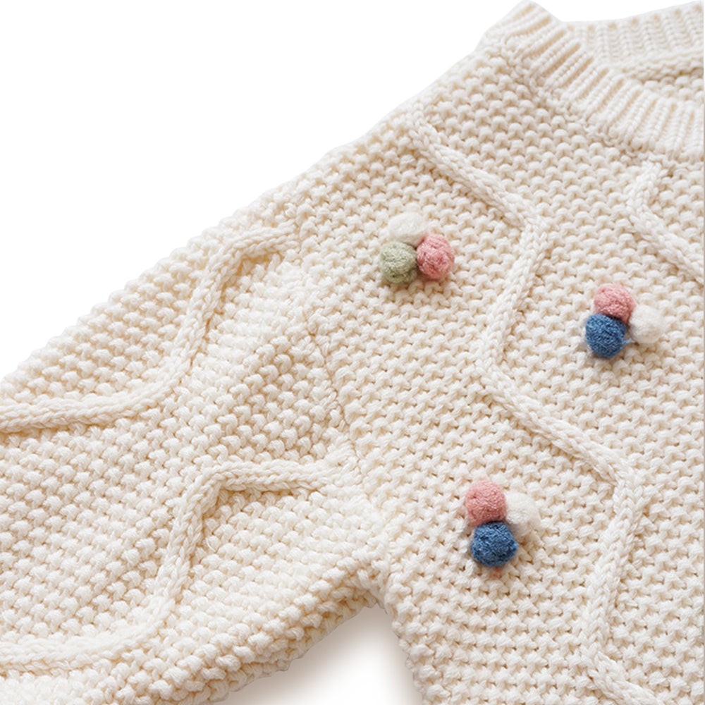 Pure Nurslings Cotton Baby Girl Sweater - The Softest, Cozyest, and Most Sustainable - colorful love - Pure Nurslings