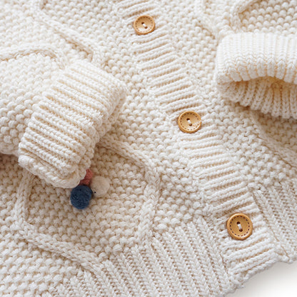 Pure Nurslings Cotton Baby Girl Sweater - The Softest, Cozyest, and Most Sustainable - colorful love - Pure Nurslings